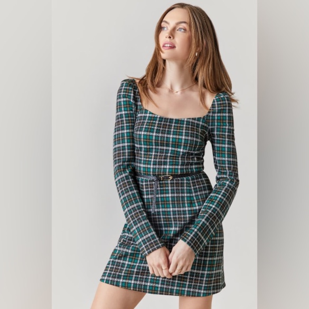 Francesca's Green Plaid Dress